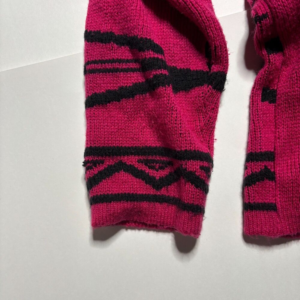 Vintage Retro Vibrant Pink Geometric Turtleneck Sweater 80's 90's - Picture 9 of 9